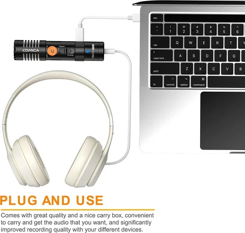 Микрофон-пушка Comica VM10 PRO с противоударным креплением и контролем усиления и Deadcat для iPhone, Android-смартфонов DSLR