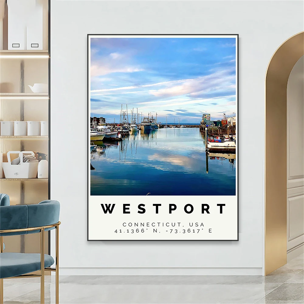 Современный красочный постер Westport США Вашингтон настенный художественный принт