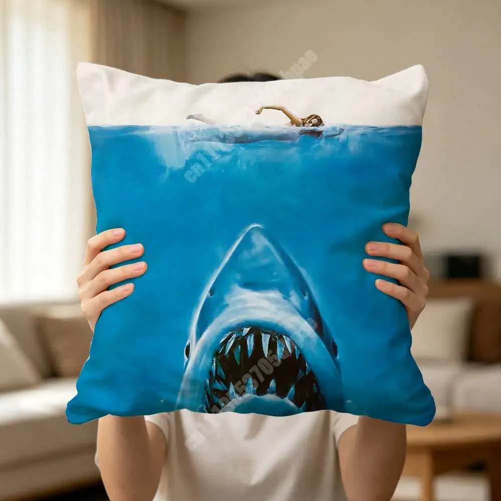Фото Чехол для подушки J-JAWS 1975 Steven Movie Spielberg, декоративный чехол для дивана, кровати, автомобиля, гостиной, украшение для дома №2