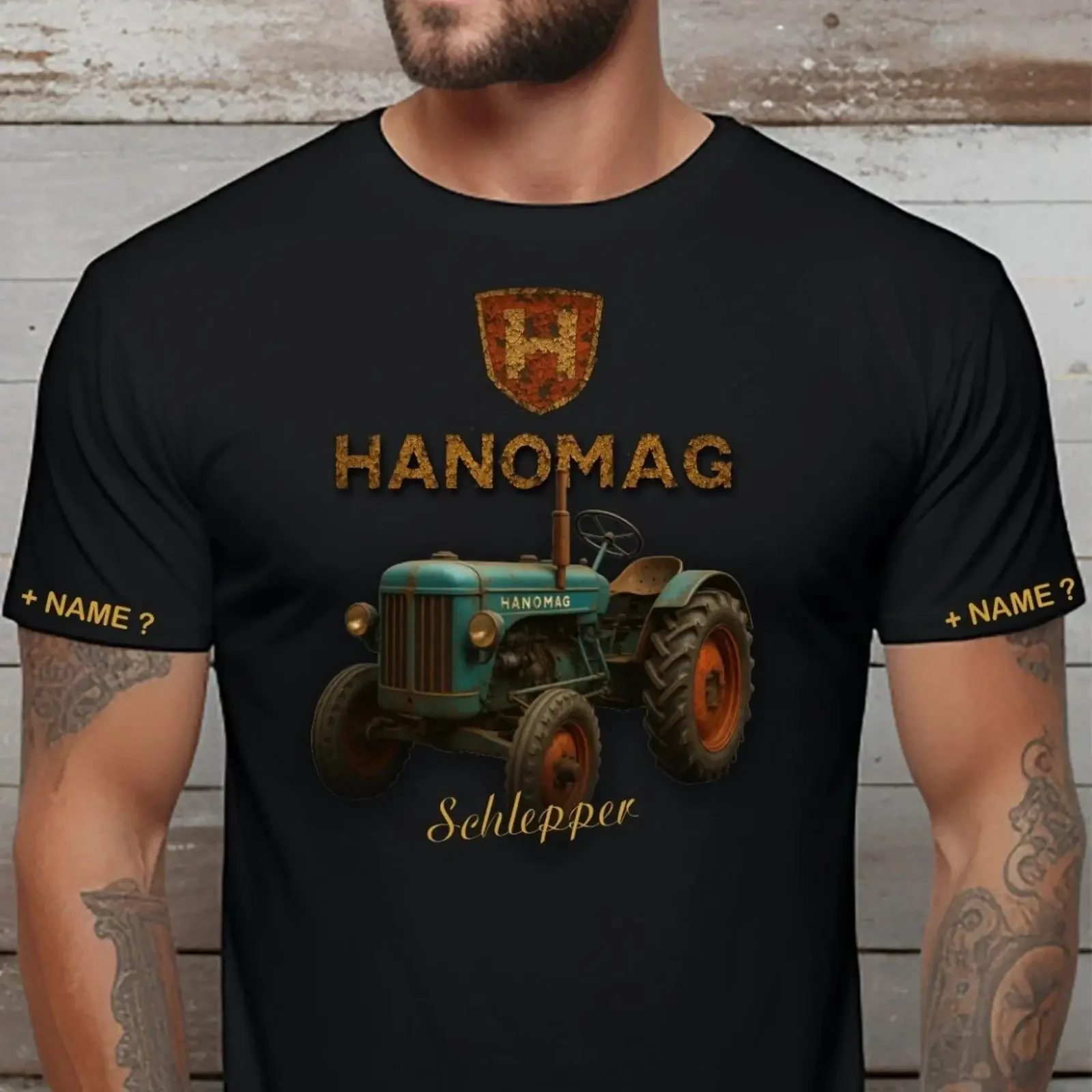 Фото Футболка Traktoren Hanomag Alter Schlepper Alte Modell Oldtimer Treffen Museum 5, винтажная, с эффектом потертости, эластичная, удобная, в стиле стритвир №1