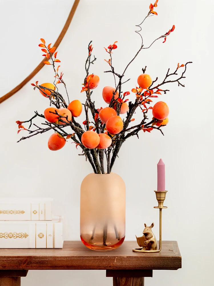 

Simulated small persimmon fruit, artificial flower decoration,dry flower decoration,vase decoration,persimmon and persimmon Ruyi