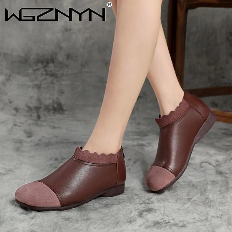 

2022 Spring and Autumn New Soft Sole Flat Heel Women's Single Shoes Retro Handmade Women's Shoes Ethnic Leather Mother Shoes