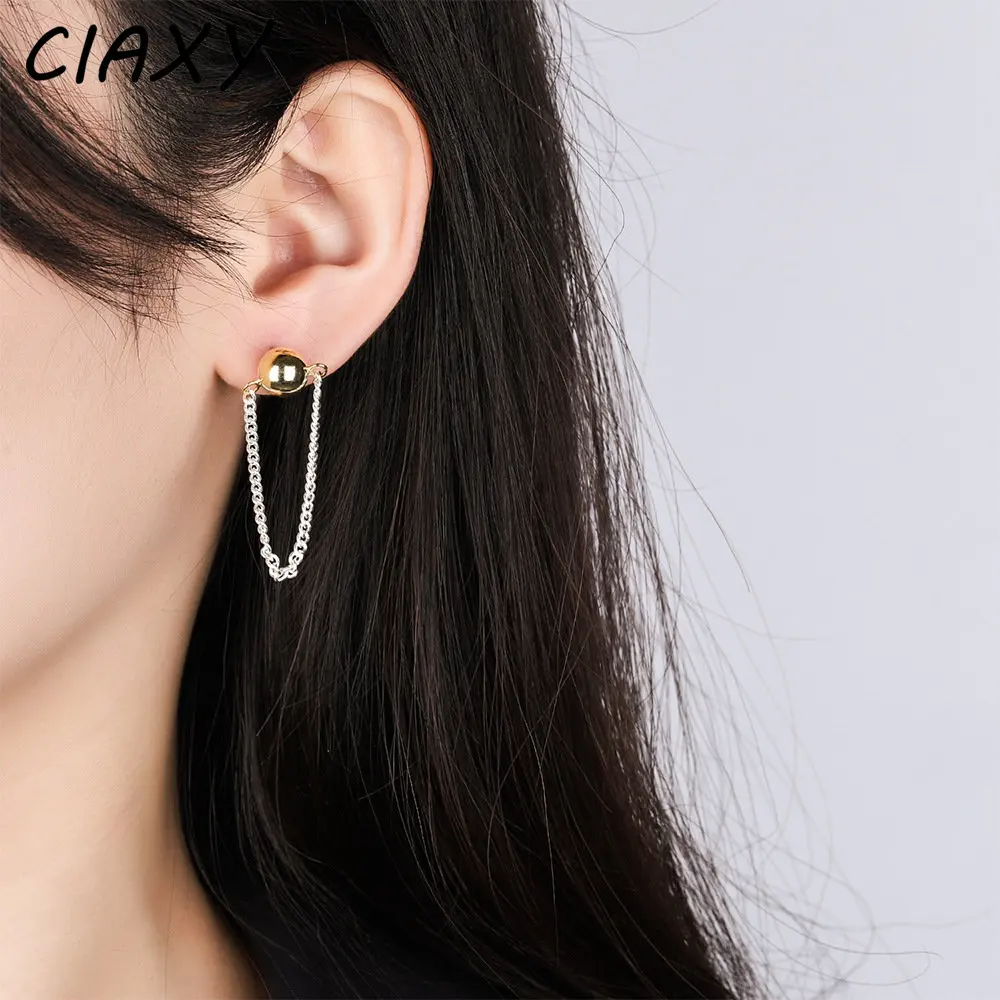 

Новинка 2023, серьги-гвоздики DAYIN с круглыми бусинами серебряного цвета, серьги-кисточки на цепочке, женские уличные модные украшения для пока...