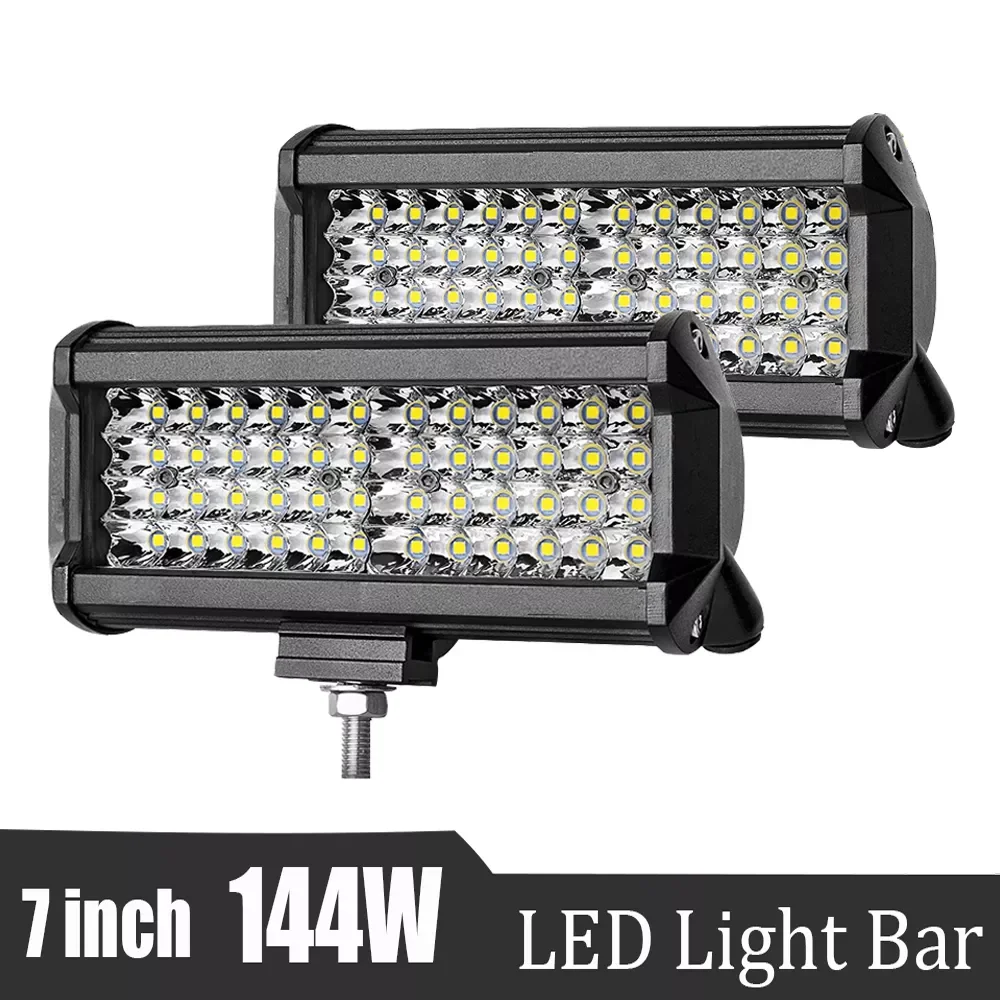 

7" LED Bar Offroad Spot Flood Combo 120W 144W LED Light Bar WorkLight For Truck Car SUV 4WD 4x4 Boat ATV Barra LED Headlights