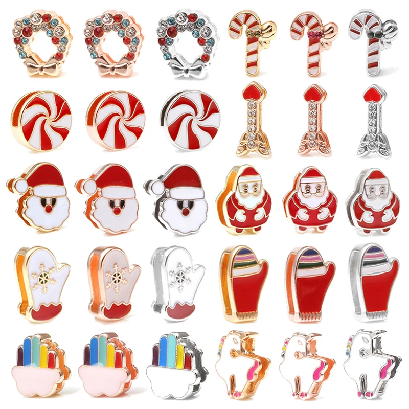 

2Pcs/Lot 45 Styles Santa Claus Slide Charm Beads Fit 10mm Mesh Bracelet For Women Christmas Jewelry Accessories Making