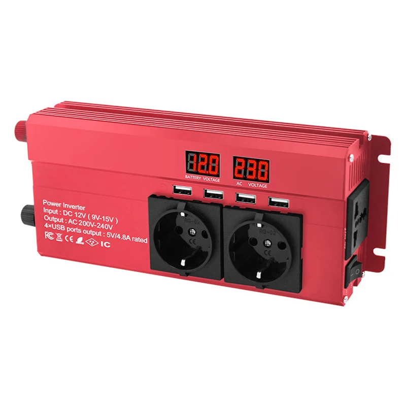 Инвертор от 12 В до 220 1600 Вт инвертор мощности вилка европейского стандарта 3
