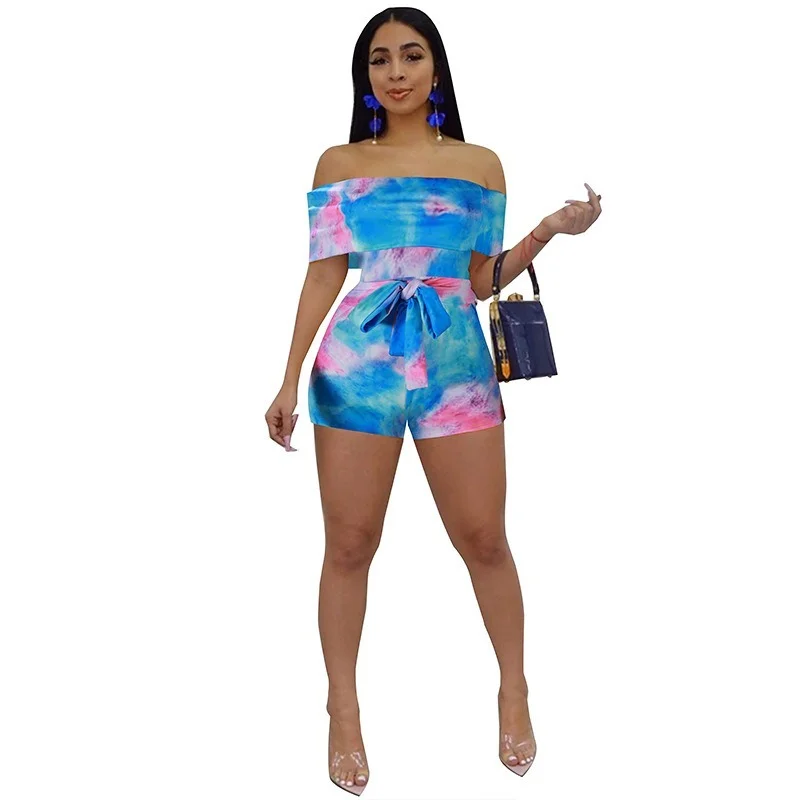 Sexy Tube Top Printed Casual Jumpsuits Women Summer Off Shoulder Floral Bandage Slim Skinny Bodysuits Female Rompers Boho New