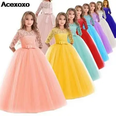 

Summer new women's fashion casual lace long sleeve party dress Princess dress