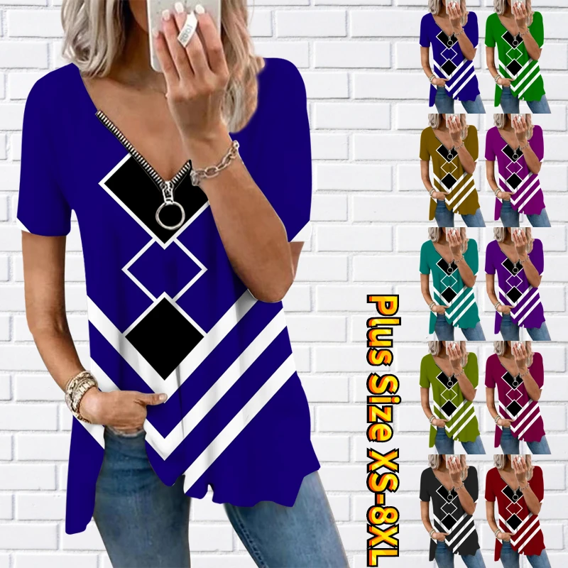 

Женская футболка оверсайз с V-образным вырезом и коротким рукавом