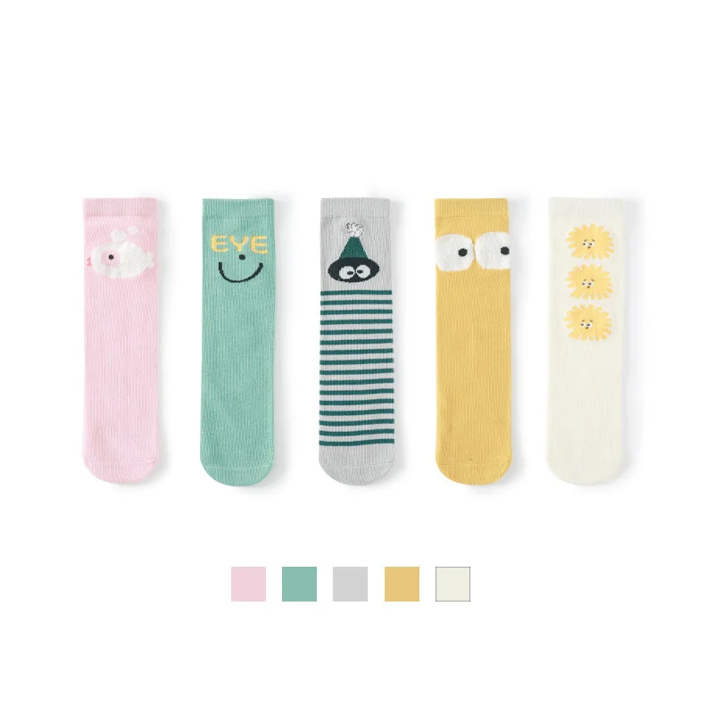 

5 Pair/lot Children's Socks Spring & Autumn Japanese Cute Cotton Cartoon Baby Boys Girls Heelless Stockings Kids Socks One Size