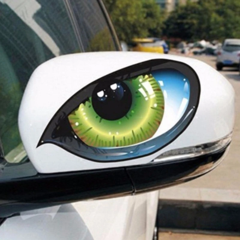 

1Pair 3D Reflective Cat Eyes Car Side Fender Eye Stickers Adhesive Creative Rearview Mirror Decal Car Sticker Rear View Mirror