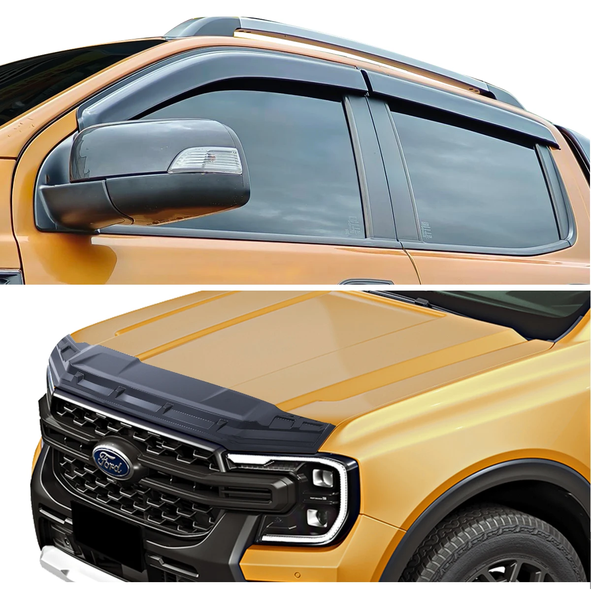 Защитный козырек капота + оконный для Ford Ranger T9 2022 2023 2024 Wildtrak XLT XL XLS Sport аксессуары