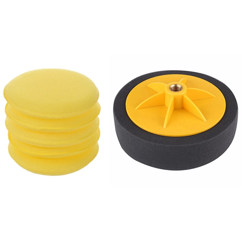

Big Deal 5 Pcs Yellow Car Wax Polish Applicator Pad Soft Foam Sponge Pads & 1 Pcs 6 Inch/15Cm Car Polishing Waxing Pad Sponge