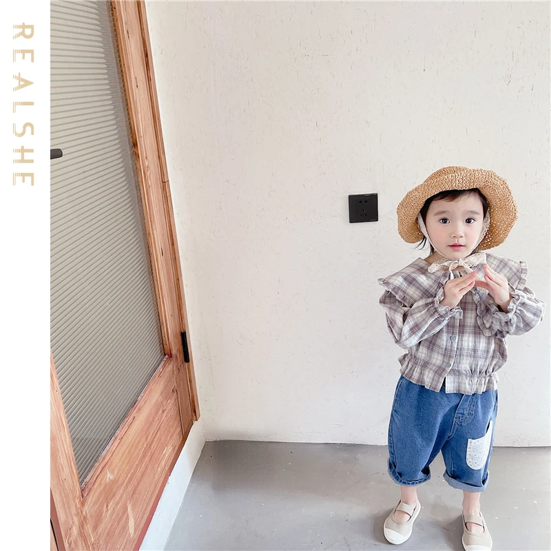 

Sweet Kids Blouses for Girls Boys Long Sleeve Ruffles Plaid Shirts Autumn Loose Kids Tops Children Clothing for Girls