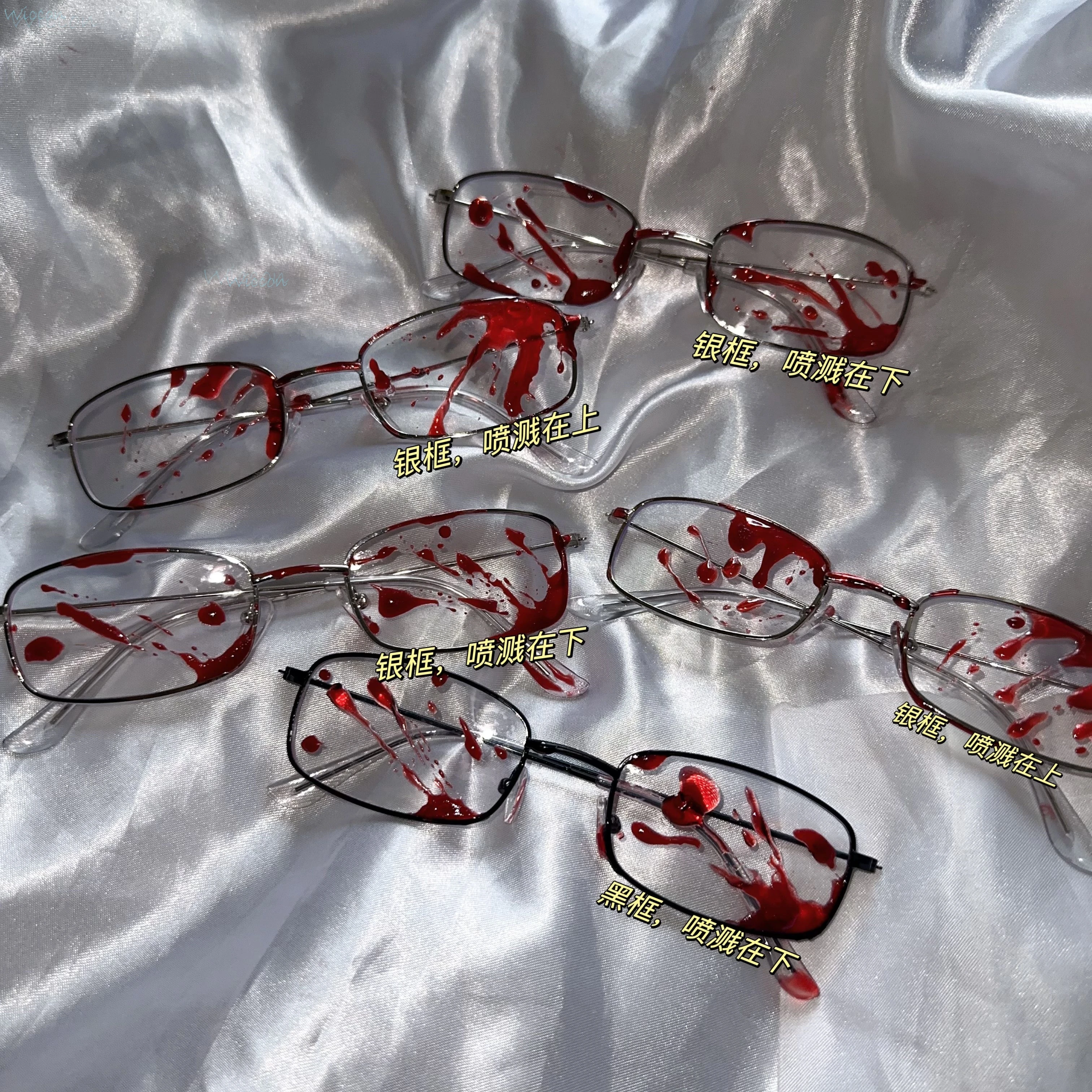 Очки Bloodstains панк-декоры Jirai Kei очки JiraiKei Yandere готический косплей сексуальный