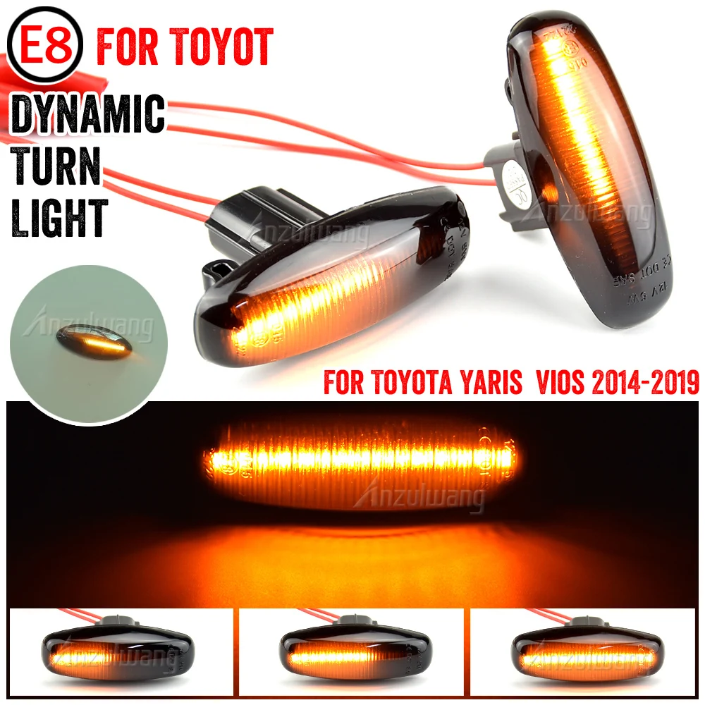 

For Toyota Yaris Vios 2014 2015 2016 2017 2018 2019 LED Dynamic Turn Signal Side Marker Light Flowing Sequential Lamp Indicator