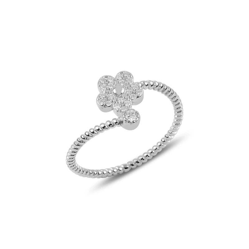 

Серебряное 925 пробы кольцо с маргариткой из циркона