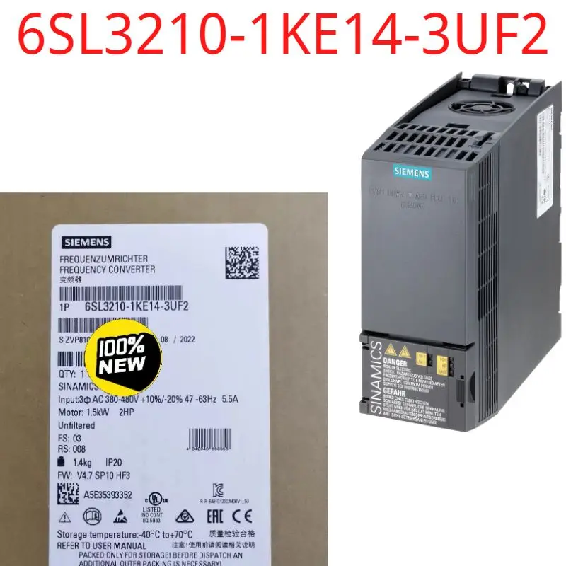 

Brand New 6SL3210-1KE14-3UF2 SINAMICS G120C FSAA mit Blindabdeckung RATED POWER 1,5KW 6SL3210 1KE14 3UF2