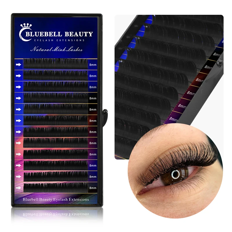 Bluebell Beauty Искусственные ресницы для наращивания, макияжные ресницы для профессионального шелка, натуральные Индивидуальные ресницы для нар...