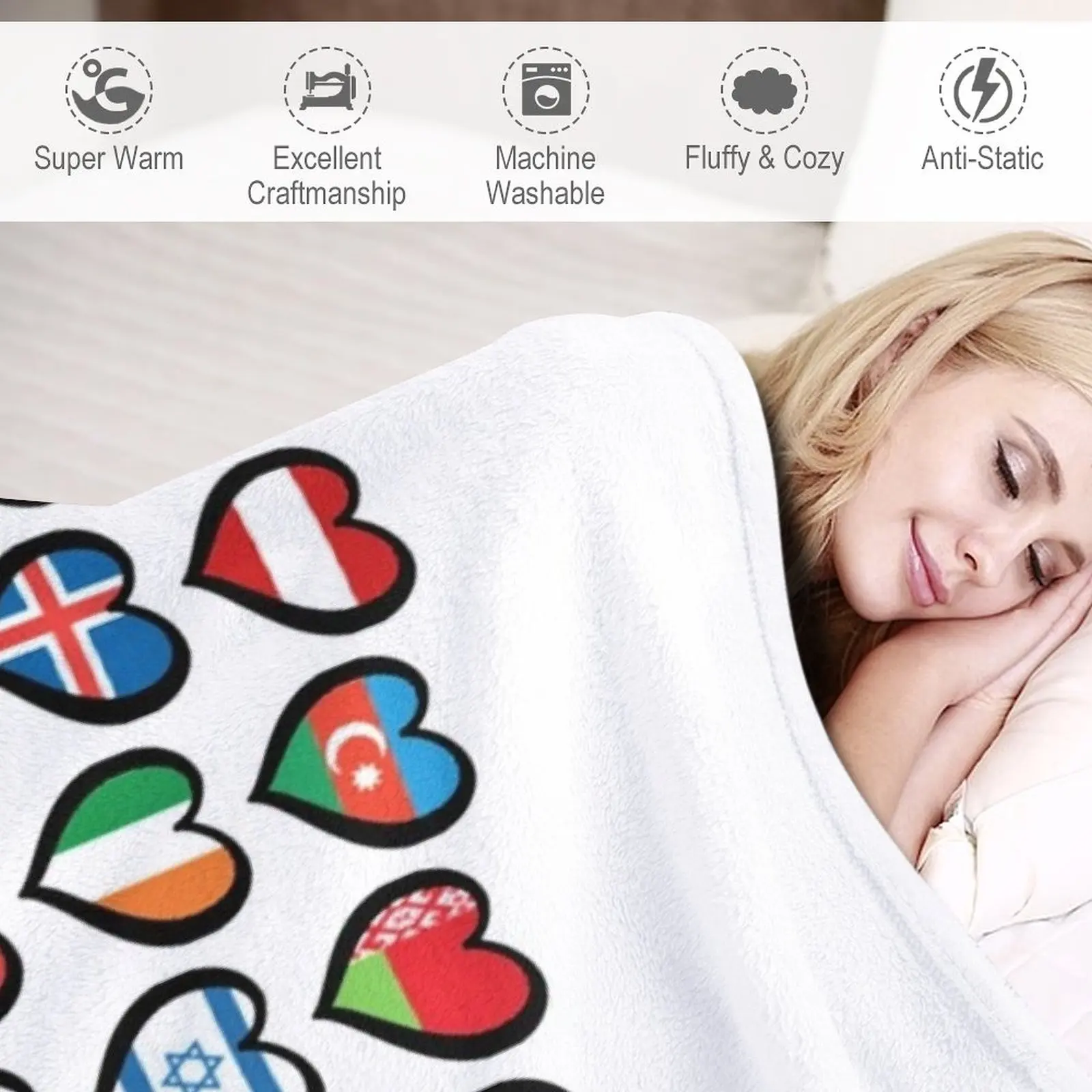 Утяжеленное одеяло с изображением флагов сердец