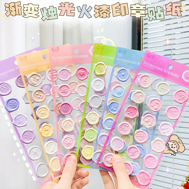 

18pcs Wax Stamp Sticker Vintage Envelope Seal 3D Sticker Lovely Solid Color Floral Sticker for DIY Decorative Scrapbook Journal