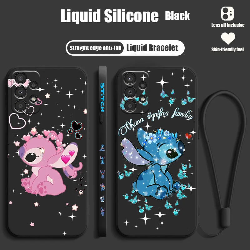 

Disney Stitch Cute For OPPO A96 A94 A93 A77 A76 A74 A73 A72 A57 A54S A53S A52 A33 A31 A12 Liquid Left Rope Funda Cover