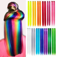 colored party highlights clip in hair extensions for girls 22 inches multi colors straight hair synthetic hairpieces in the par