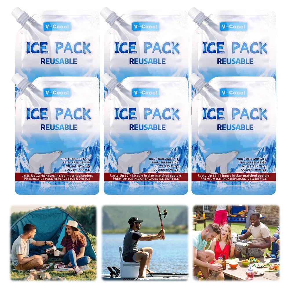 6 шт. охлаждающие гелевые пакеты для кемпинга и рыбалки до 48 часов