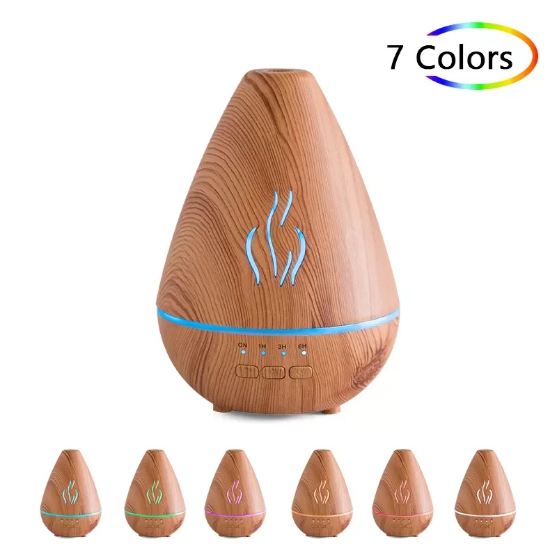 

New USB Air Humidifier Ultrasound Electric Aroma Diffuser Mist Wood Grain Oil Aromatherapy Mini Have 7 LED Light For Home Office