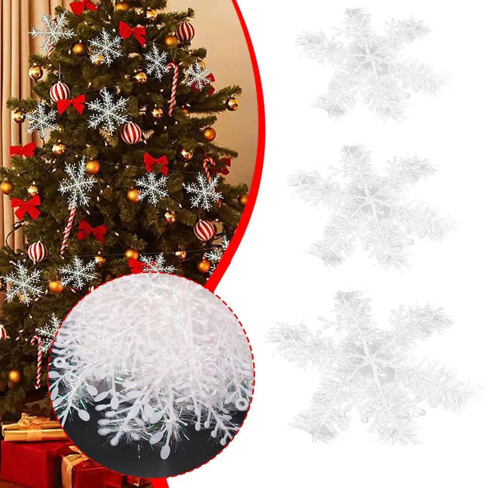 

Large Christmas Snowflakes Ornaments Xmas Tree Hanging New Decor Glitter Home Year Garlands DIY Snow Flake Decoration Z3T5