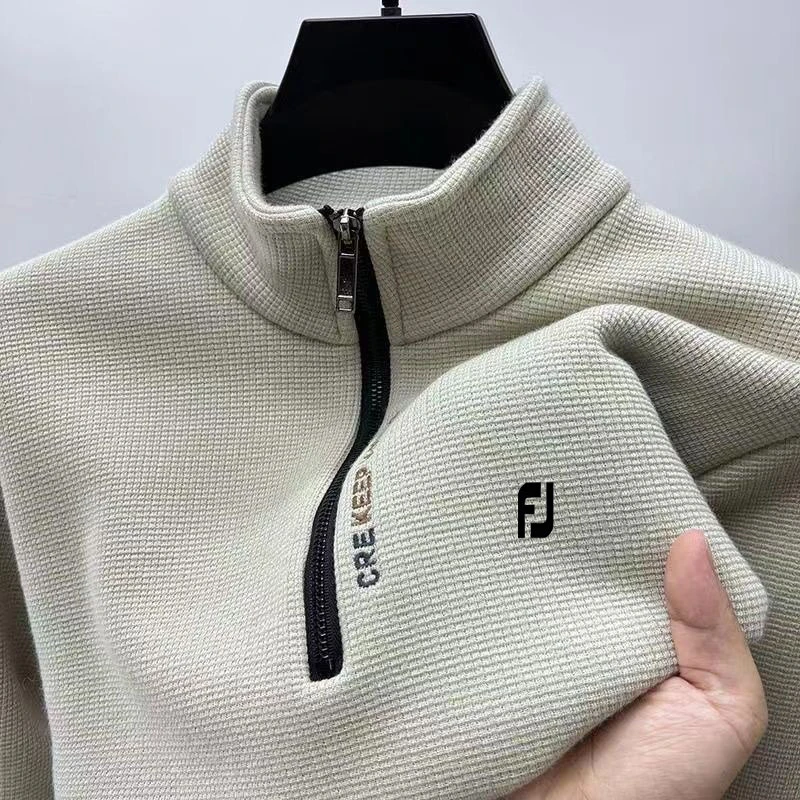 

2023 explosive men's golf sportswear sweater Spring and autumn long sleeve elastic golf T-shirt Polo shirt half zip standing col