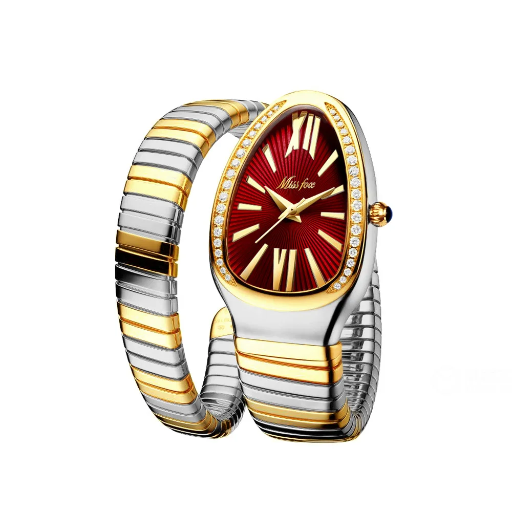 

High Quality Luxury Brand New Fahion Serpenti Misteriosi Women Snake Head Bracelet Stainless Steel Ladies Diamond Serpent Watch