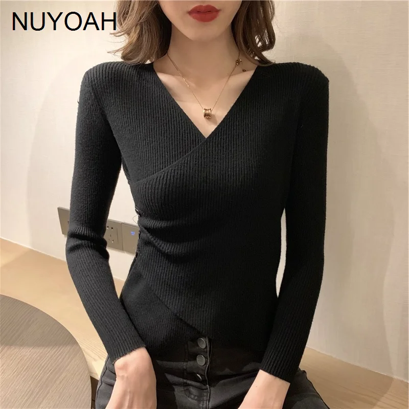 

Женская рубашка с V-образным вырезом, приталенный Шелковый трикотажный топ с длинным рукавом