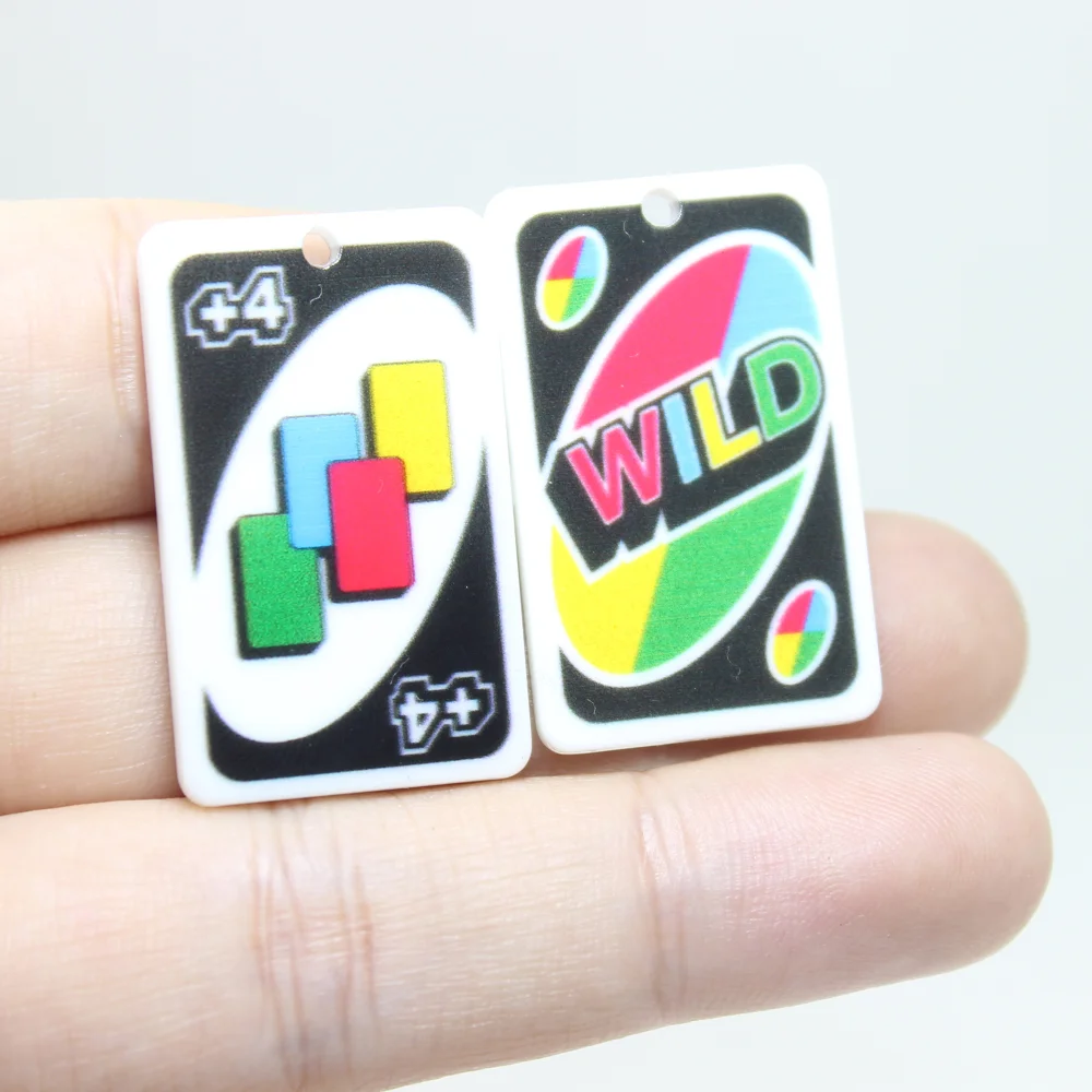 

10Pcs/Lot Peker Game Card Charm Acrylic Flatback 2sided Pendant For Earring Necklace KeyChain Diy Jewelry Making 33*22MM