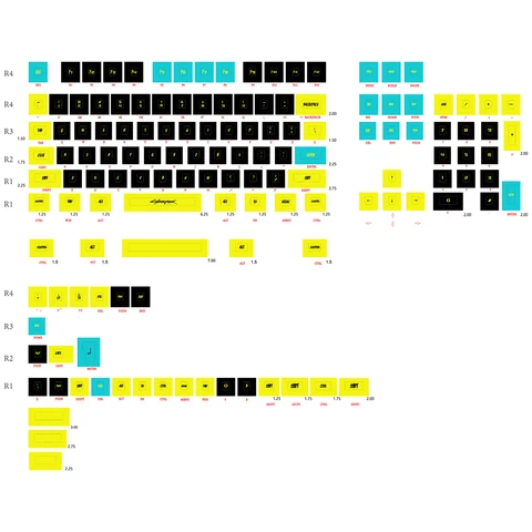 Idobao киберпанк набор клавиш черная желтая Клавиатура Cherry PBT 137Key боковая печать синяя крутая механическая клавиатура колпачки для MX Switch