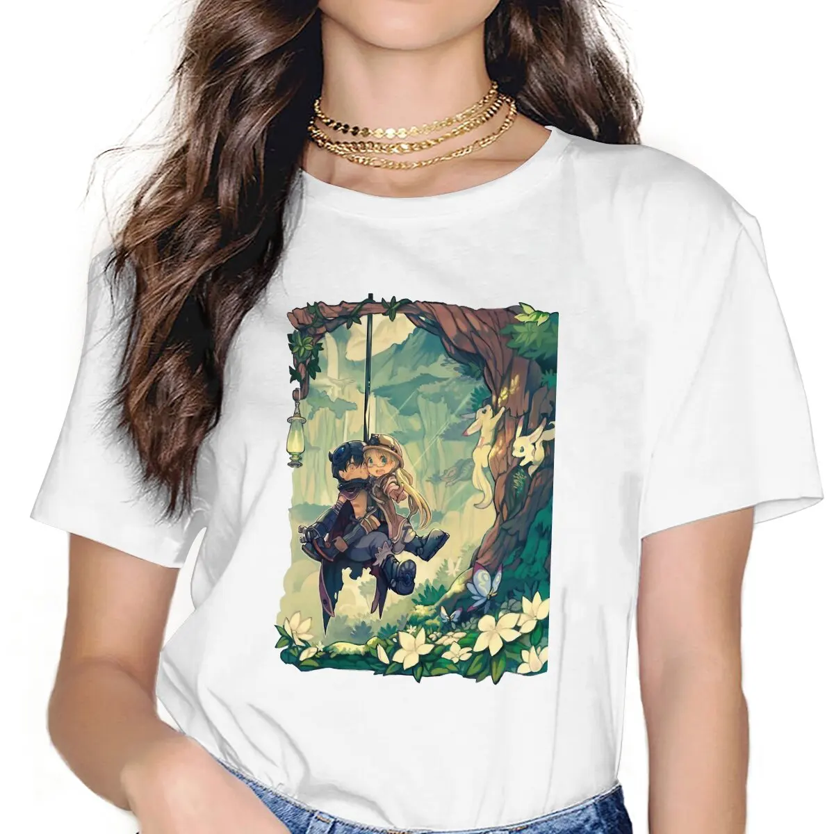 

Anime Made In Abyss Riko And Regu Tshirt Homme Women's Clothing Unisex Blusas T Shirt For Women