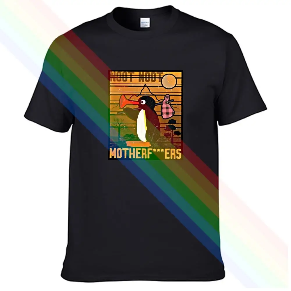 

Noot Noot Pingu Retro Funny Printed T Shirt For Men Limitied Edition Unisex Brand T-shirt Cotton Amazing Short Sleeve Tops