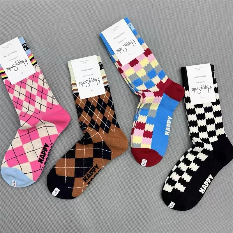 Фото HAPPY SOCKS Забавные женские хлопковые носки средней длины Спортивные носки №1