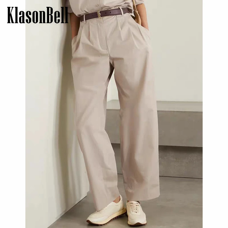 

10.7 KlasonBell Casual Pleated Straight Pants Women Without Belt