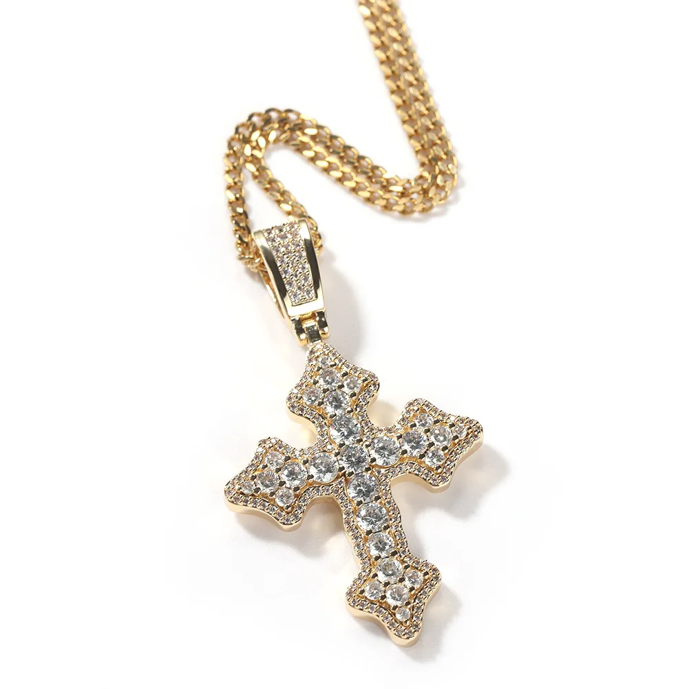 

Bling Diamond Stone Cross Pendants Necklace Jewelry Platinum Plated Men Women Lover Gift Couple Religious Jewelry