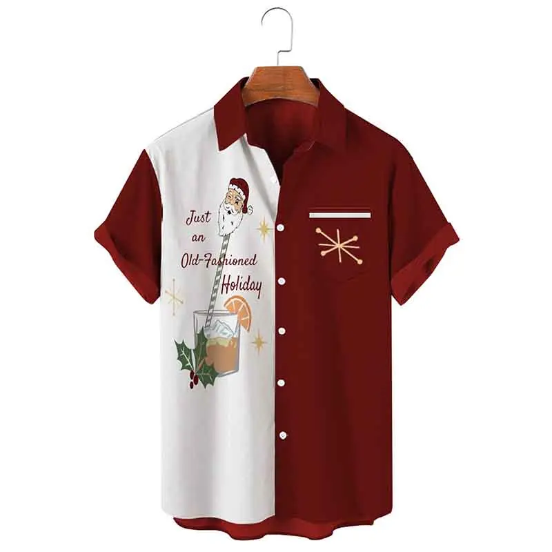 

Christmas Wine Cup Casual Men‘s Short Sleeve Tee Shirt Men Oversized Blouse Tops