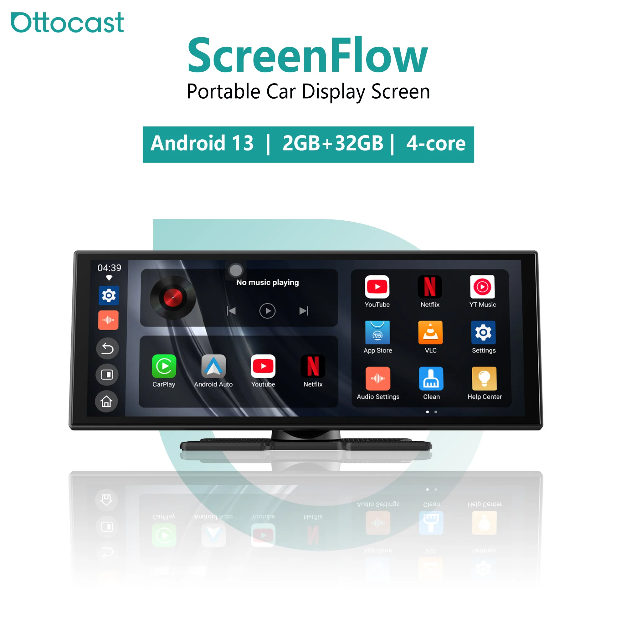 Фото Портативный автомобильный экран Ottocast ScreenFlow, 11,4 дюйма, Android 13, автомобильный сенсорный экран, беспроводной Carplay, Android Auto №1