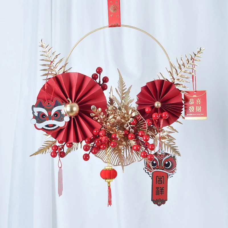 

2022 Новогоднее украшение для дома в китайском стиле, Свадебный женский венок, украшение для крыльца, праздничная вечерние, настенное украшен...