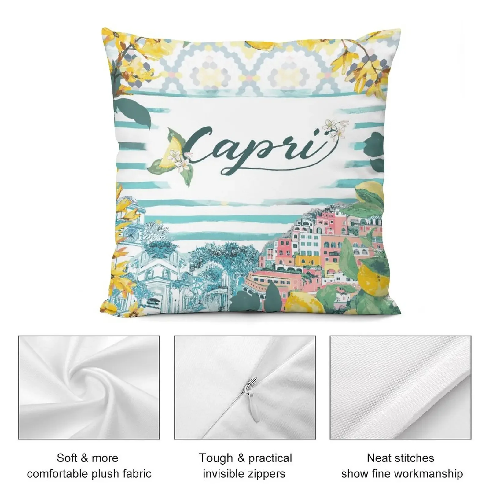 Capri Sprrento Positano - Италия художественный постер Декоративная подушка Роскошная