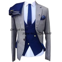 suits for men elegant one button tuxedo slim fit wedding groom 3 piece jacket vest pants business blazer custom made
