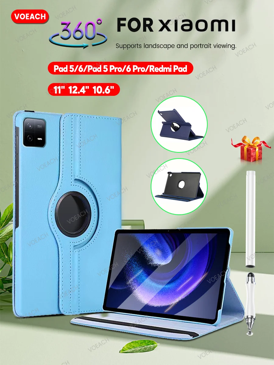

Защитный чехол с поворотом на 360 ° для Xiaomi Pad 5 6 Pro Case 11 Поддержка ландшафта и портрета чехол для Redmi Pad 2022 10,61
