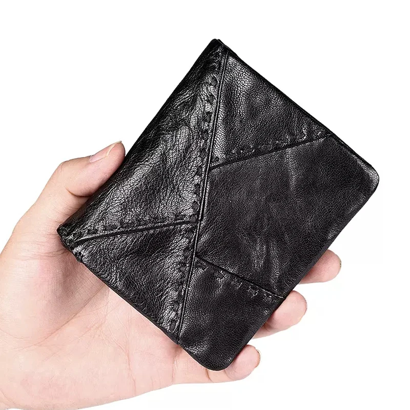 AETOO  Hand-stitched purse male long leather soft leather zipper Japanese and Korean youth Korean version cowhide personality ve