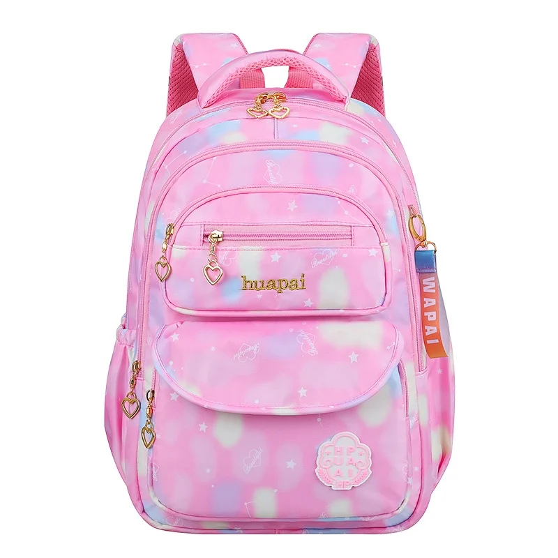 Children Tie Dye Gradient Pink Fashion Backpacks New Sweet Girls Princess Students Large Schoolbags Waterproof Drop Shipping