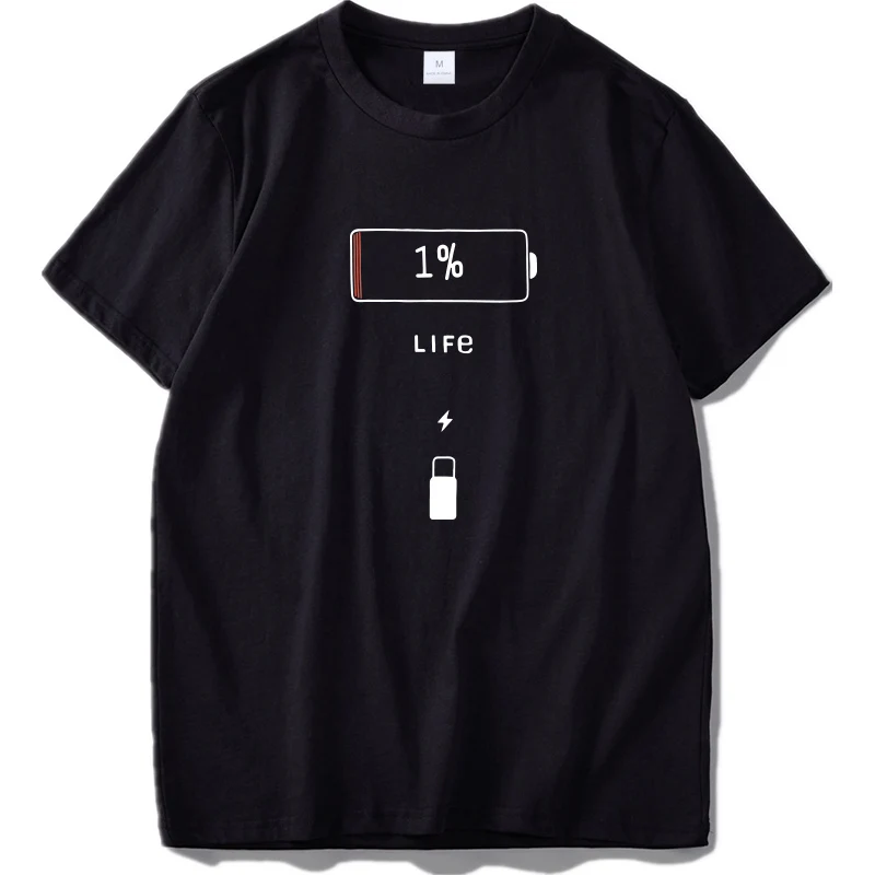 Camisetas divertidas de Life Needs Charging para hombre, diseño de Humor creativo, talla europea, 100% algodón
