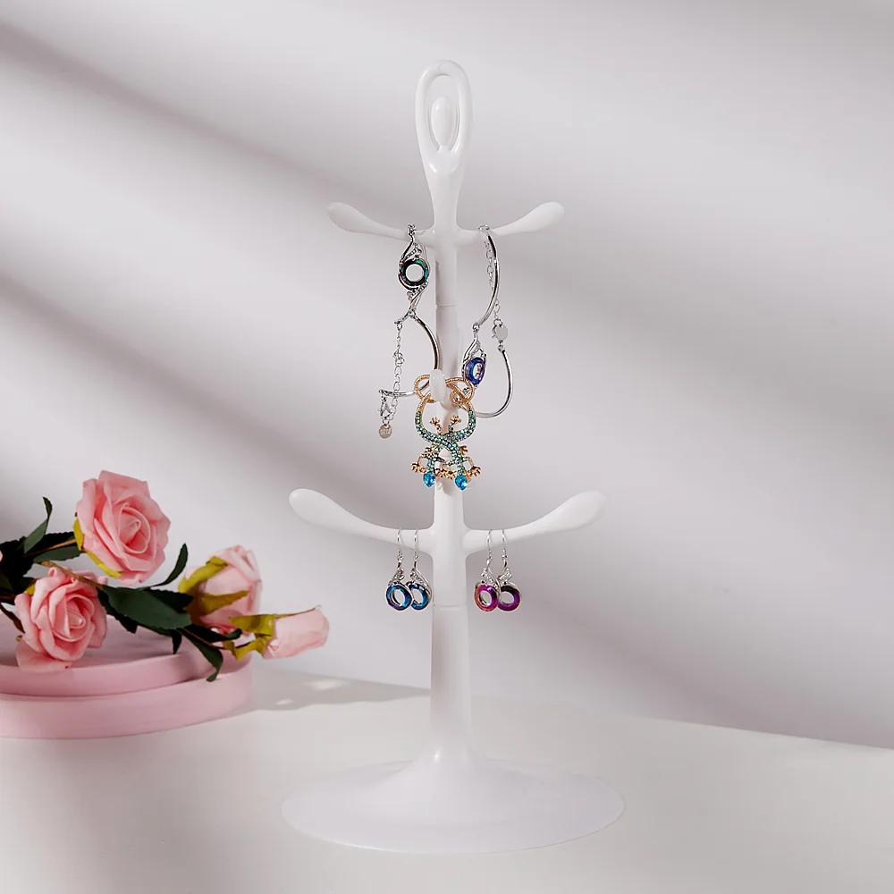 

White Gymnastics Girl Design Storage Shelf Necklace Rack Earrings Bracelet Jewelry Display Holder Suitable for Dressing Table